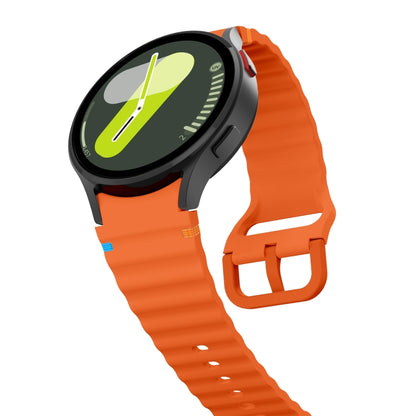 For Samsung Galaxy Watch 5 Pro Wave Pattern Stitched Silicone Watch Band(Orange) by bashfashion