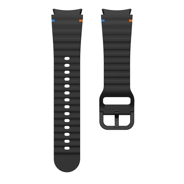 For Samsung Galaxy Watch 4 40 / 44mm Wave Pattern Stitched Silicone Watch Band(Black) by bashfashion