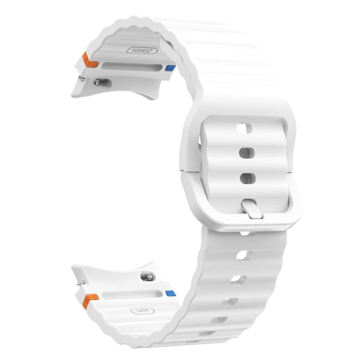 For Samsung Galaxy Watch 4 40 / 44mm Wave Pattern Stitched Silicone Watch Band(White) by bashfashion