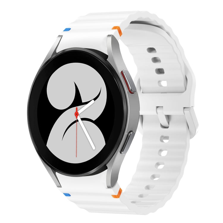 For Samsung Galaxy Watch 4 40 / 44mm Wave Pattern Stitched Silicone Watch Band(White) by bashfashion