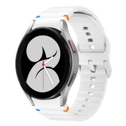 For Samsung Galaxy Watch 4 40 / 44mm Wave Pattern Stitched Silicone Watch Band(White) by bashfashion