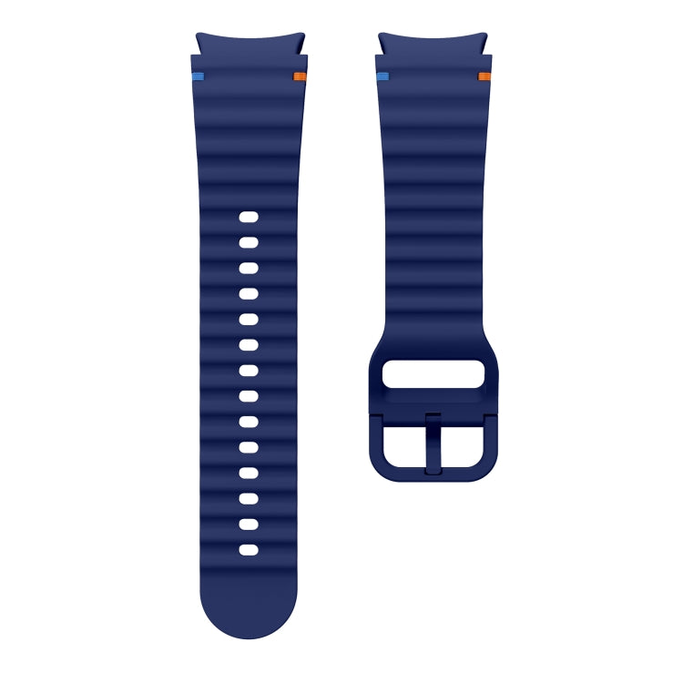 For Samsung Galaxy Watch 4 40 / 44mm Wave Pattern Stitched Silicone Watch Band(Dark Blue) by bashfashion