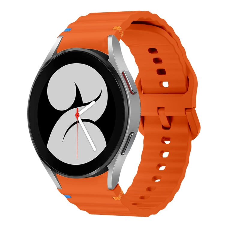 For Samsung Galaxy Watch 4 40 / 44mm Wave Pattern Stitched Silicone Watch Band(Orange) by bashfashion