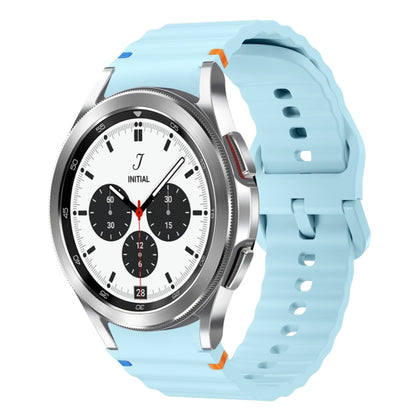For Samsung Galaxy Watch 4 Classic 42 / 46mm Wave Pattern Stitched Silicone Watch Band(Light Blue) by bashfashion