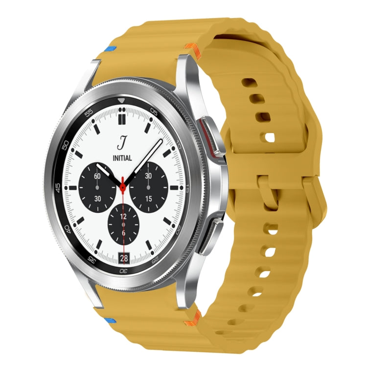 For Samsung Galaxy Watch 4 Classic 42 / 46mm Wave Pattern Stitched Silicone Watch Band(Yellow) by bashfashion