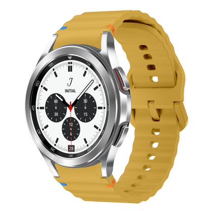 For Samsung Galaxy Watch 4 Classic 42 / 46mm Wave Pattern Stitched Silicone Watch Band(Yellow) by bashfashion