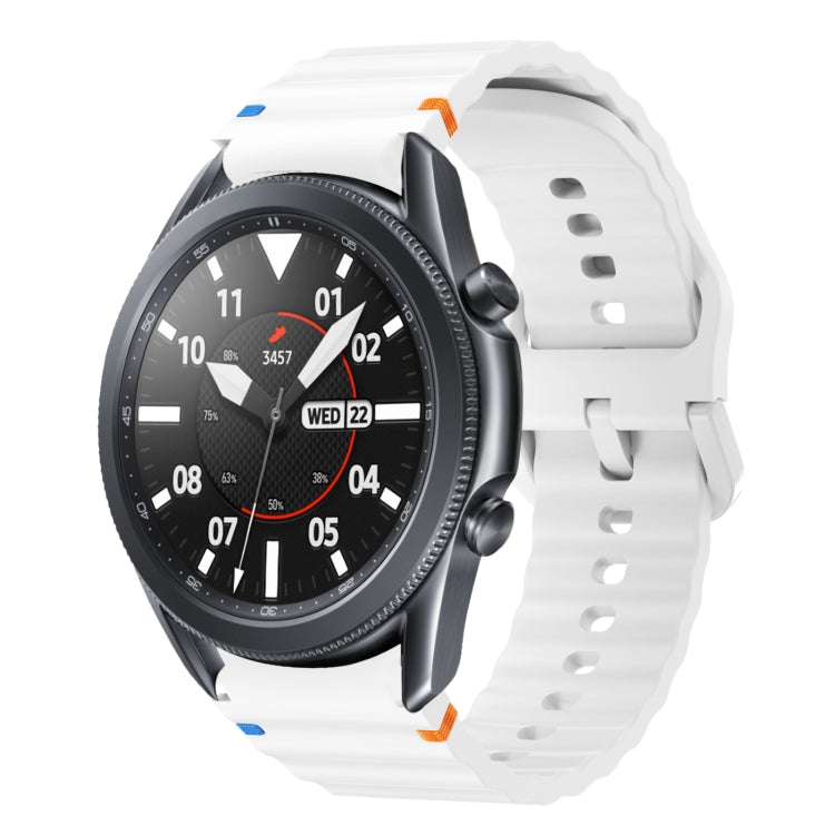 For Samsung Galaxy Watch3 41mm Wave Pattern Stitched Silicone Watch Band(White) by bashfashion