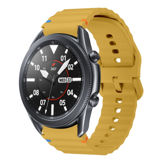 For Samsung Galaxy Watch3 41mm Wave Pattern Stitched Silicone Watch Band(Yellow) by bashfashion