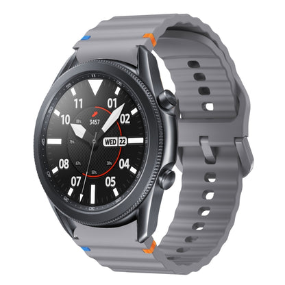 For Samsung Galaxy Watch3 41mm Wave Pattern Stitched Silicone Watch Band(Dark Gray) by bashfashion