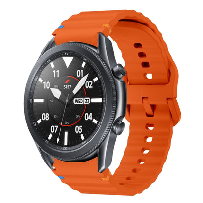 For Samsung Galaxy Watch3 41mm Wave Pattern Stitched Silicone Watch Band(Orange) by bashfashion