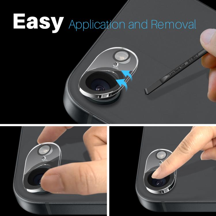 For iPhone 16e NORTHJO Camera Lens Protector 3D Night Shot Tempered Glass Film(Black) by NORTHJO