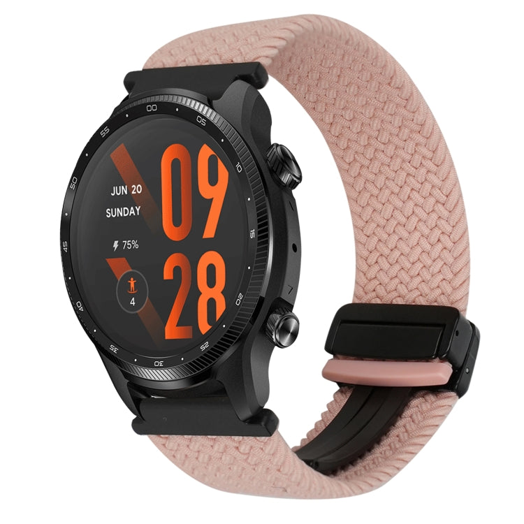 For Ticwatch Pro 3 Ultra 22mm Magnetic Buckle Braided Watch Band(Pink) by bashfashion