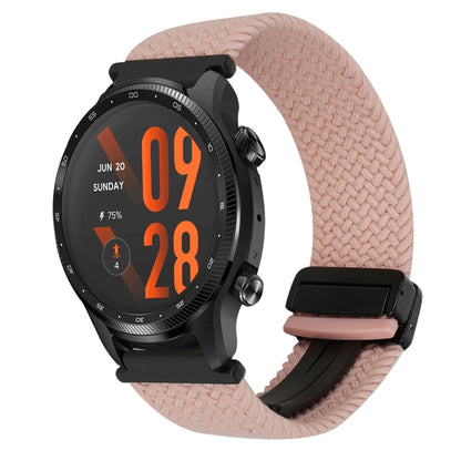 For Ticwatch Pro 3 Ultra 22mm Magnetic Buckle Braided Watch Band(Pink) by bashfashion