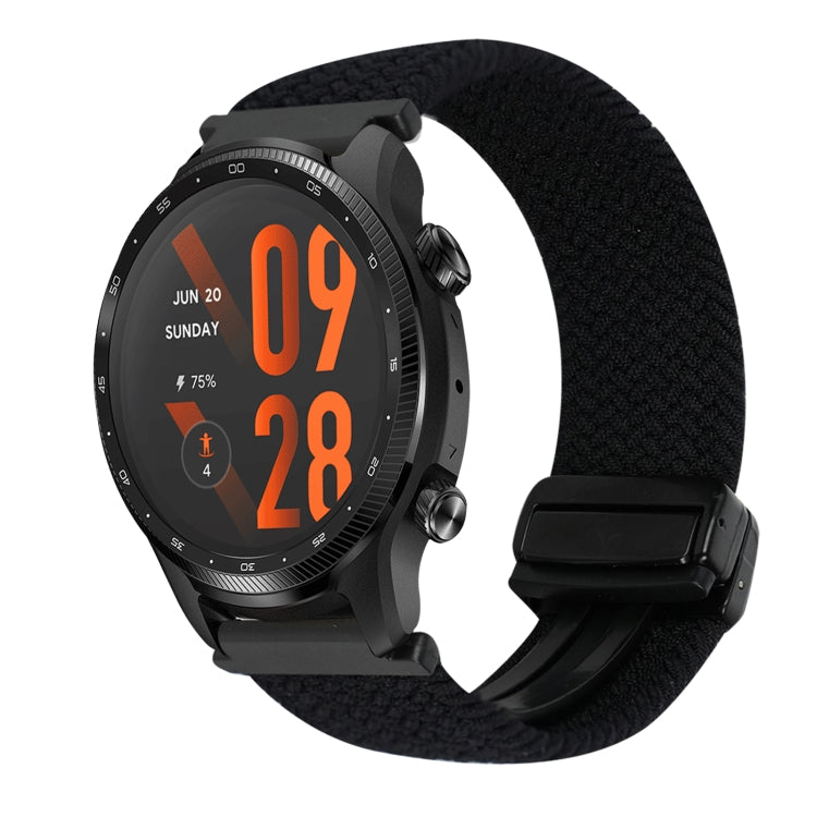 For Ticwatch Pro 3 Ultra 22mm Magnetic Buckle Braided Watch Band(Black) by bashfashion