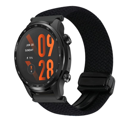 For Ticwatch Pro 3 Ultra 22mm Magnetic Buckle Braided Watch Band(Black) by bashfashion