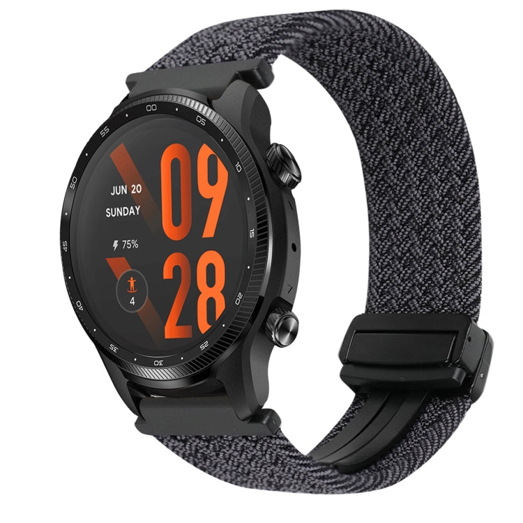 For Ticwatch Pro 3 Ultra 22mm Magnetic Buckle Braided Watch Band(Gray White) by bashfashion