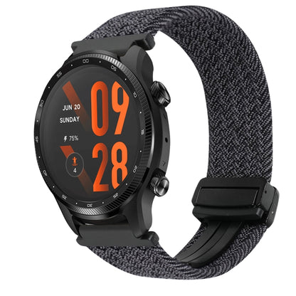 For Ticwatch Pro 3 Ultra 22mm Magnetic Buckle Braided Watch Band(Gray White) by bashfashion