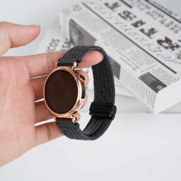 For Ticwatch Pro 3 Ultra 22mm Magnetic Buckle Braided Watch Band(Gray White) by bashfashion