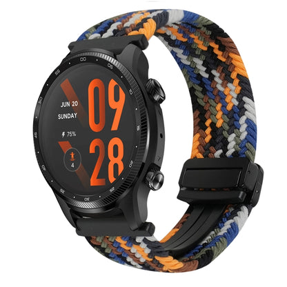 For Ticwatch Pro 3 Ultra 22mm Magnetic Buckle Braided Watch Band(Denim Orange) by bashfashion