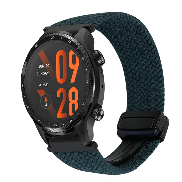 For Ticwatch Pro 3 Ultra 22mm Magnetic Buckle Braided Watch Band(Dark Green) by bashfashion