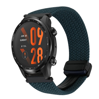 For Ticwatch Pro 3 Ultra 22mm Magnetic Buckle Braided Watch Band(Dark Green) by bashfashion