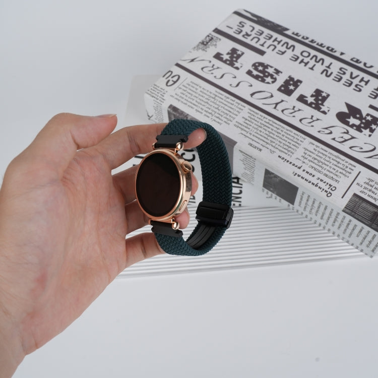 For Ticwatch Pro 3 Ultra 22mm Magnetic Buckle Braided Watch Band(Dark Green) by bashfashion