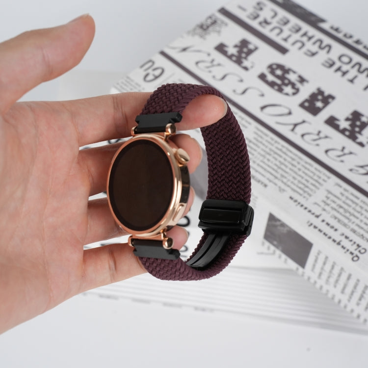 For Ticwatch Pro 3 Ultra 22mm Magnetic Buckle Braided Watch Band(Dark Brown) by bashfashion