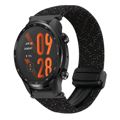 For Ticwatch Pro 3 Ultra 22mm Magnetic Buckle Braided Watch Band(Starlight Black) by bashfashion