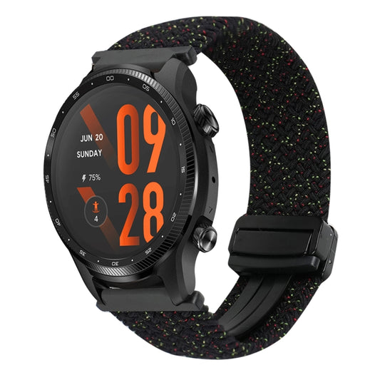 For Ticwatch Pro 3 Ultra 22mm Magnetic Buckle Braided Watch Band(Starlight Black) by bashfashion