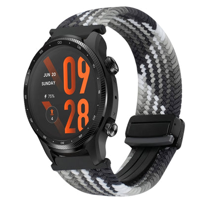 For Ticwatch Pro 3 Ultra 22mm Magnetic Buckle Braided Watch Band(Dazzling Black) by bashfashion