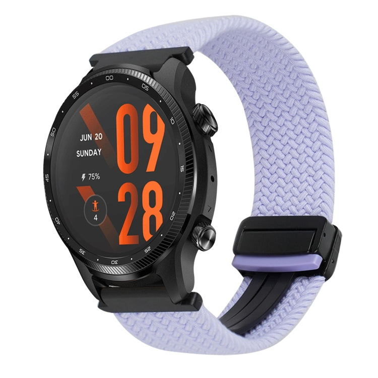For Ticwatch Pro 3 Ultra 22mm Magnetic Buckle Braided Watch Band(Purple) by bashfashion