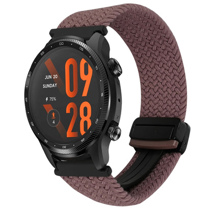 For Ticwatch Pro 3 Ultra 22mm Magnetic Buckle Braided Watch Band(Smoke Purple) by bashfashion