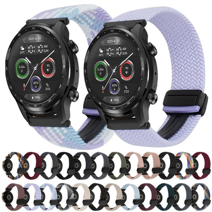 For Ticwatch Pro 3 Ultra 22mm Magnetic Buckle Braided Watch Band(Black Gray) by bashfashion