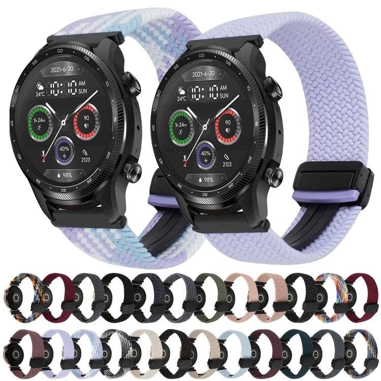For Ticwatch Pro 3 Ultra 22mm Magnetic Buckle Braided Watch Band(Purple) by bashfashion