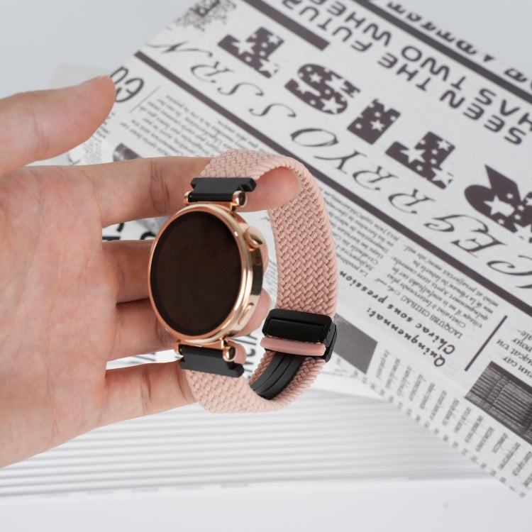 For Samsung Galaxy Watch FE 40mm 20mm Magnetic Buckle Braided Watch Strap(Pink) by bashfashion