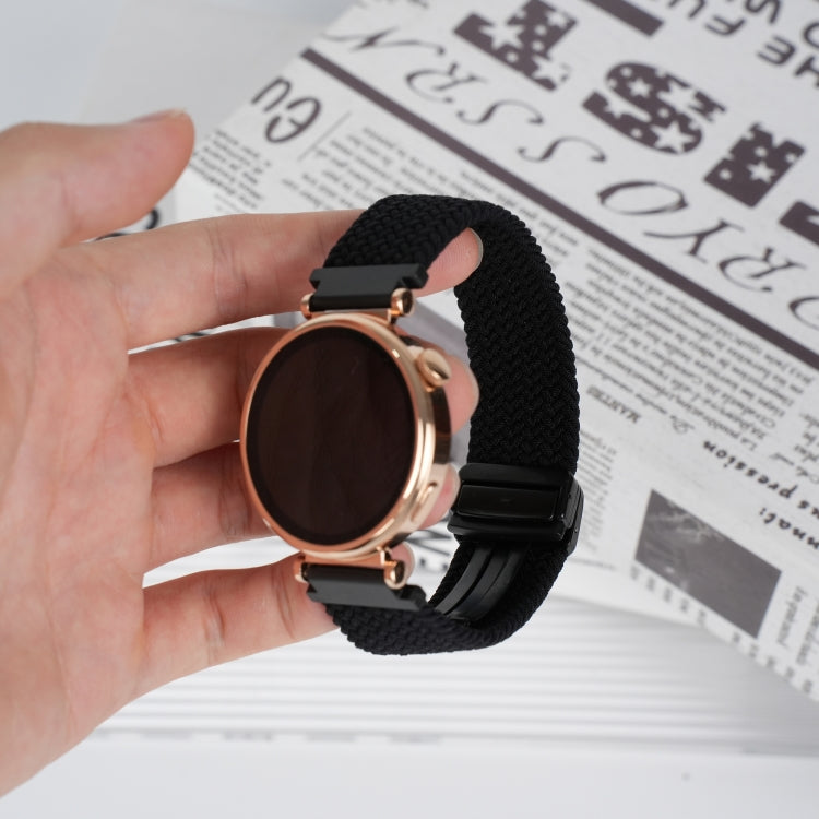 For Samsung Galaxy Watch FE 40mm 20mm Magnetic Buckle Braided Watch Strap(Black) by bashfashion