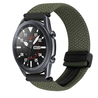 For Samsung Galaxy Watch 3 41mm 20mm Magnetic Buckle Braided Watch Strap(Olive Green) by bashfashion