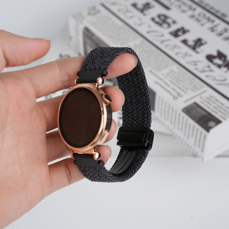 For Samsung Galaxy Watch 3 41mm 20mm Magnetic Buckle Braided Watch Strap(Graphite Black) by bashfashion