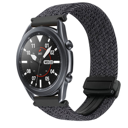 For Samsung Galaxy Watch 3 41mm 20mm Magnetic Buckle Braided Watch Strap(Metallic Black) by bashfashion
