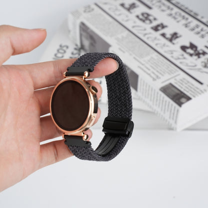 For Samsung Galaxy Watch 3 41mm 20mm Magnetic Buckle Braided Watch Strap(Metallic Black) by bashfashion