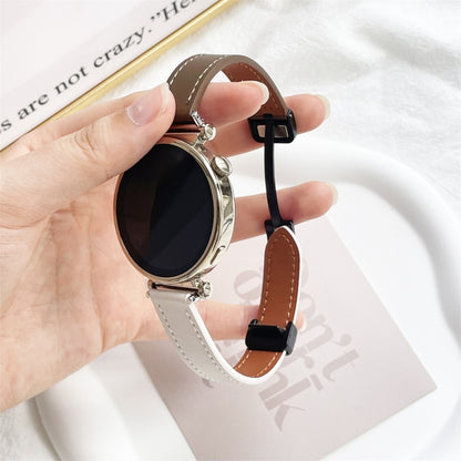 For Samsung Galaxy Gear S3 Frontier 22mm Slim Magnetic Buckle Microfiber Leather Watch Band(Apricot+Caramel Macchiato) by bashfashion