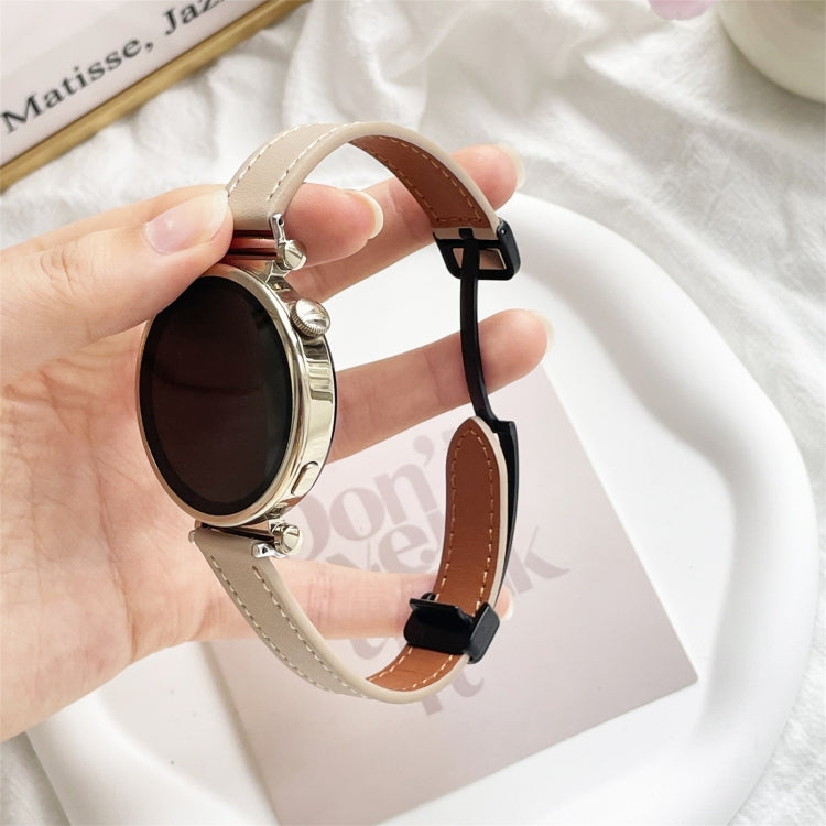 For Samsung Galaxy Gear S3 Frontier 22mm Slim Magnetic Buckle Microfiber Leather Watch Band(Cream Apricot) by bashfashion