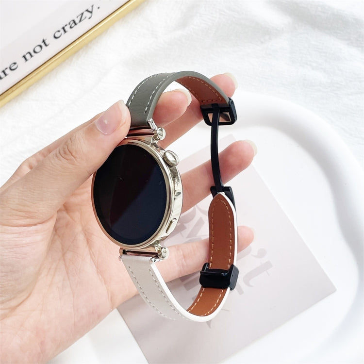 For Samsung Galaxy Gear S3 Frontier 22mm Slim Magnetic Buckle Microfiber Leather Watch Band(Apricot+Avocado Green) by bashfashion