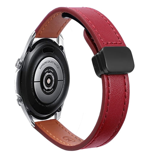 For Samsung Galaxy Watch 3 45mm 22mm Slim Magnetic Buckle Microfiber Leather Watch Band(Wine Red) by bashfashion