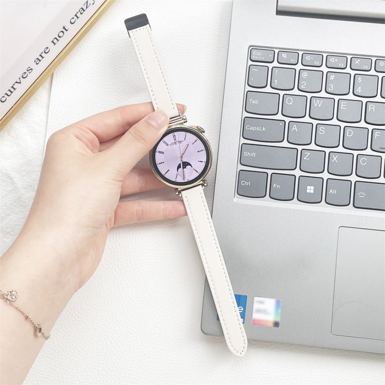 For Samsung Galaxy Watch 3 45mm 22mm Slim Magnetic Buckle Microfiber Leather Watch Band(Apricot) by bashfashion