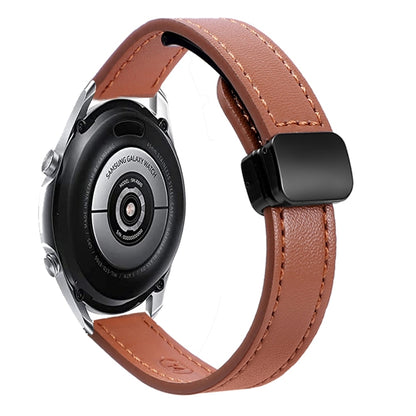 For Samsung Galaxy Watch 3 45mm 22mm Slim Magnetic Buckle Microfiber Leather Watch Band(Mocha Brown) by bashfashion