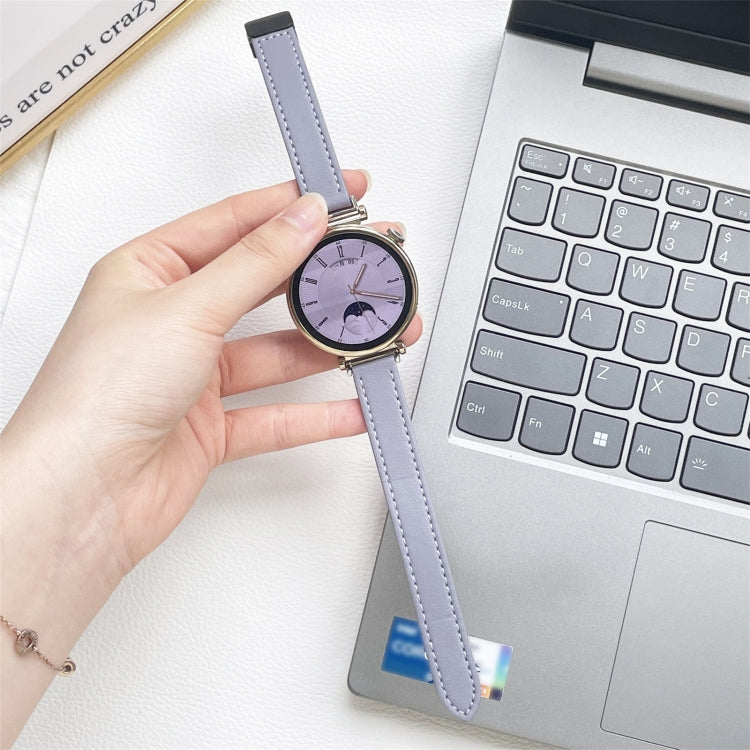 For Samsung Galaxy Watch 3 45mm 22mm Slim Magnetic Buckle Microfiber Leather Watch Band(Lavender) by bashfashion