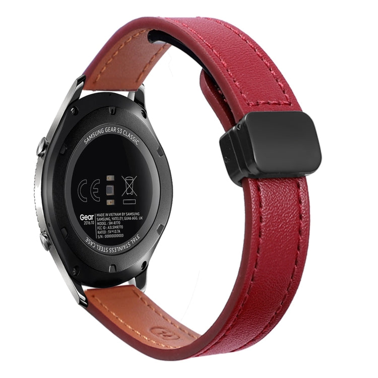 For Samsung Galaxy Gear S3 Classic 22mm Slim Magnetic Buckle Microfiber Leather Watch Band(Wine Red) by bashfashion