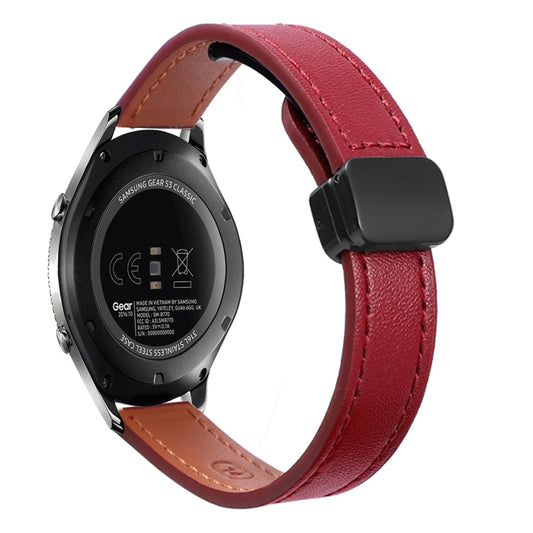 For Samsung Galaxy Gear S3 Classic 22mm Slim Magnetic Buckle Microfiber Leather Watch Band(Wine Red) by bashfashion