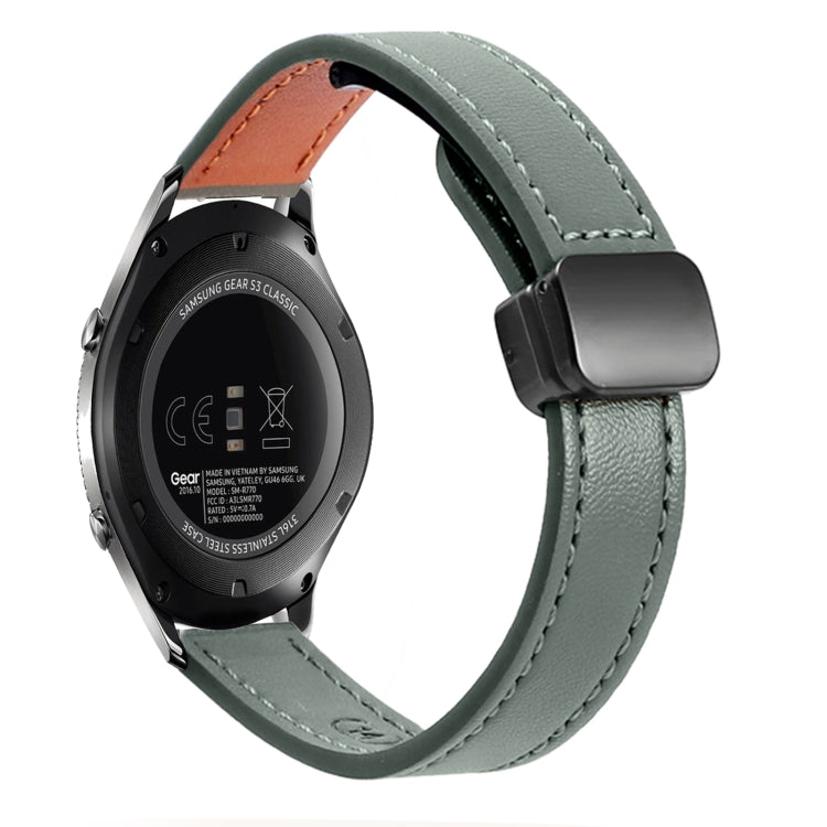 For Samsung Galaxy Gear S3 Classic 22mm Slim Magnetic Buckle Microfiber Leather Watch Band(Avocado Green) by bashfashion